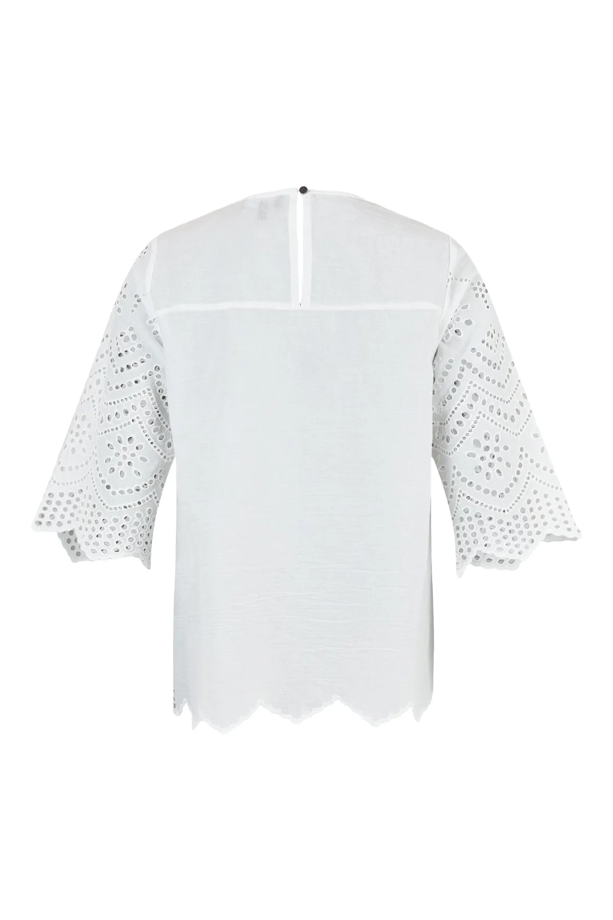 6523- White Blouse w/ Anglaise Lace detail- Sunday