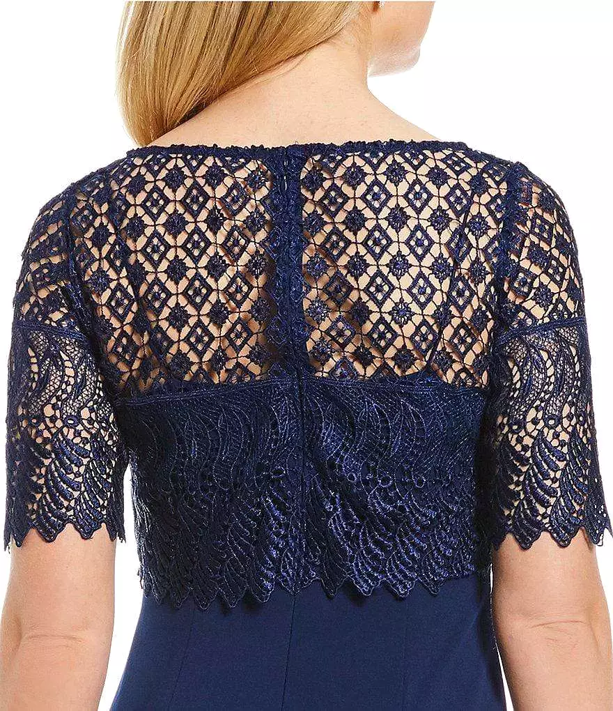 Adrianna Papell - AP1E203288 Lace Popover Bateau Evening Dress