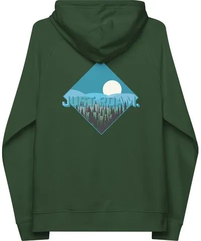 Anchor & Crew Bottle Green Just Roam. Seeker Organic Cotton Raglan Hoodie