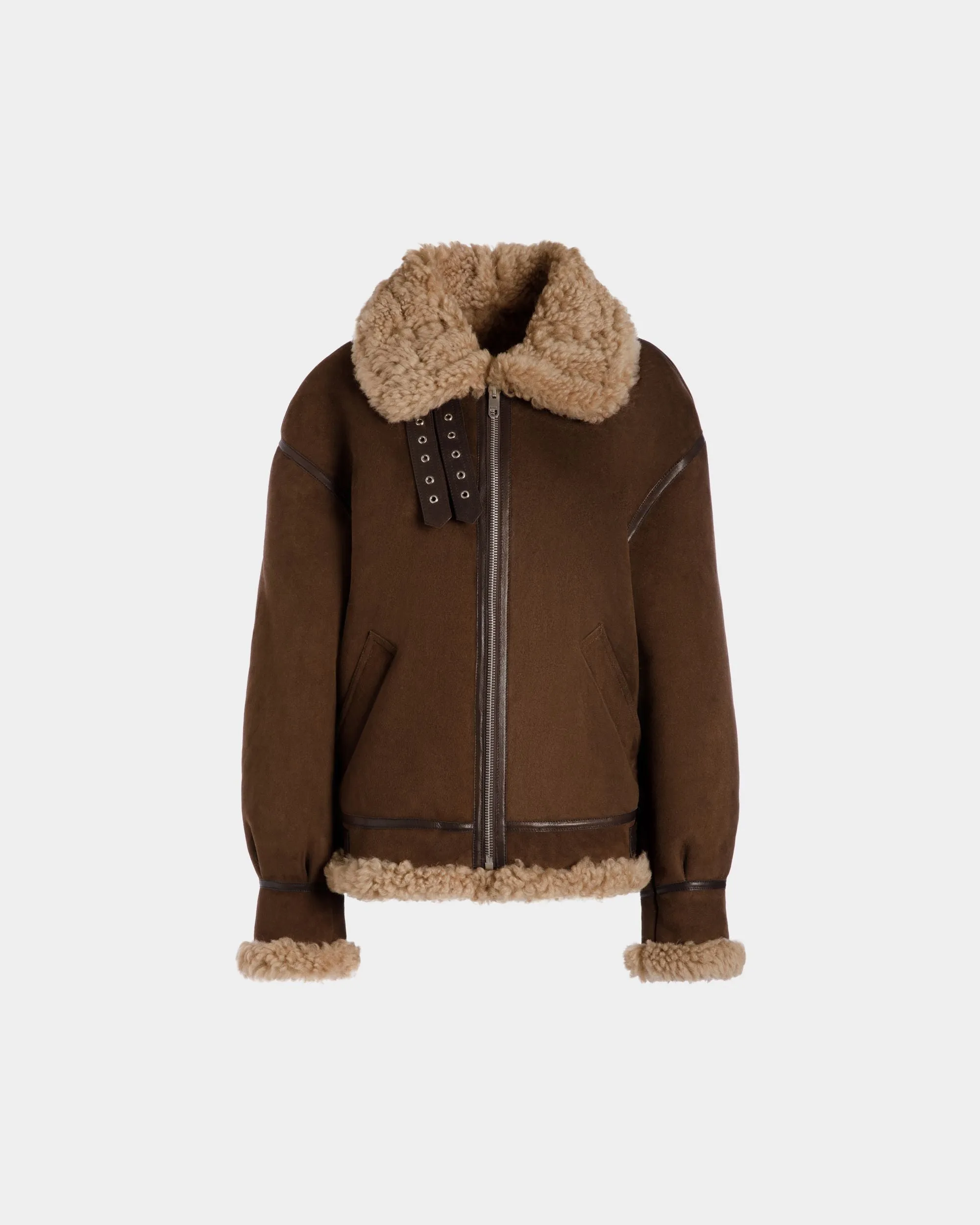 Aviator Jacket In Brown Shearling 