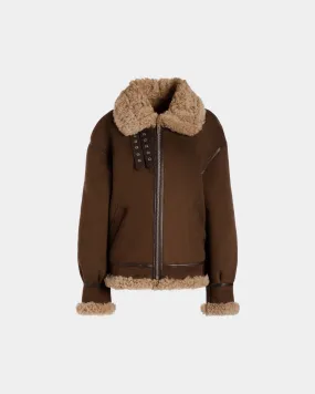 Aviator Jacket In Brown Shearling 