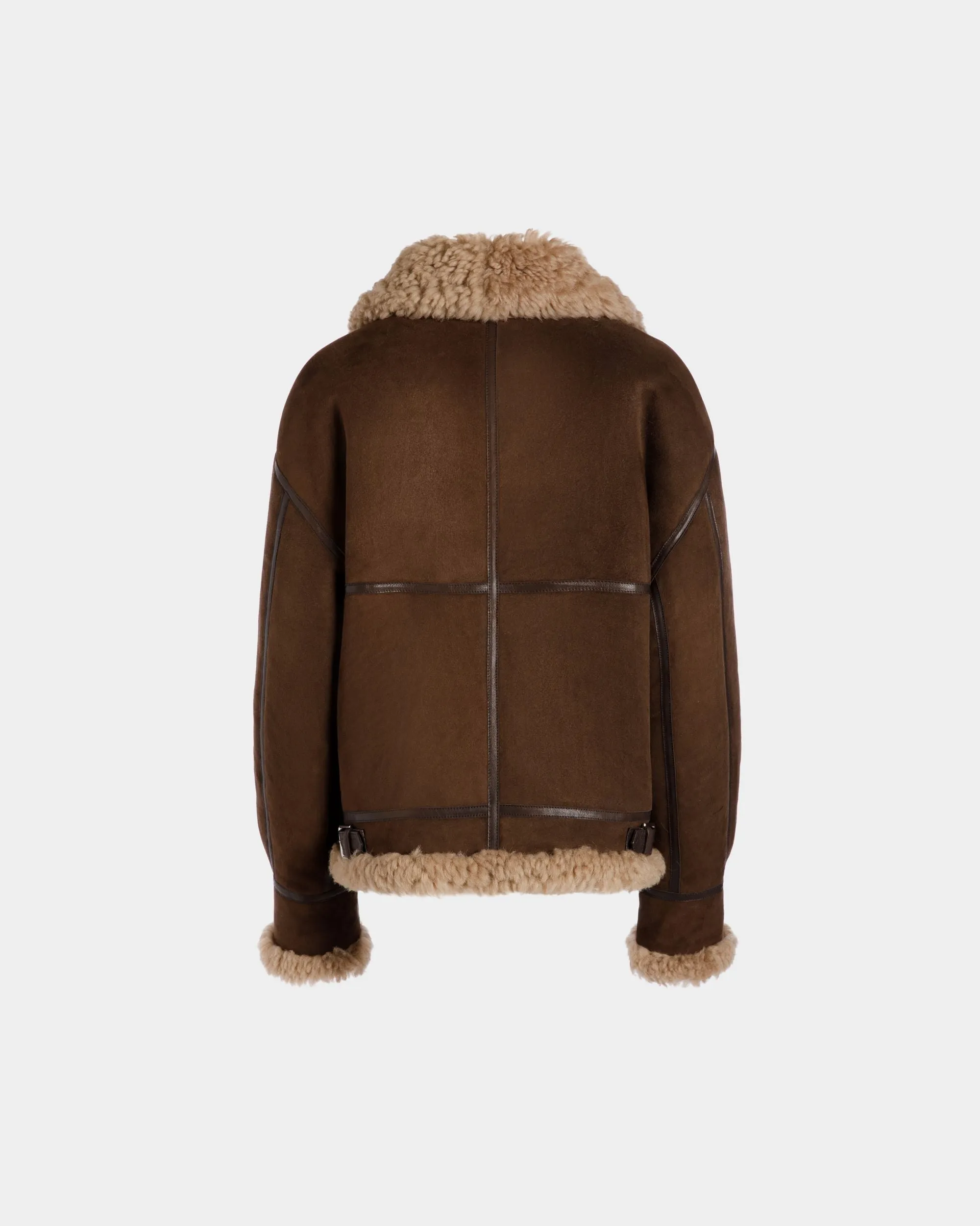 Aviator Jacket In Brown Shearling 