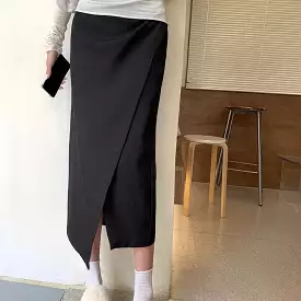 Black Slit Long Skirt