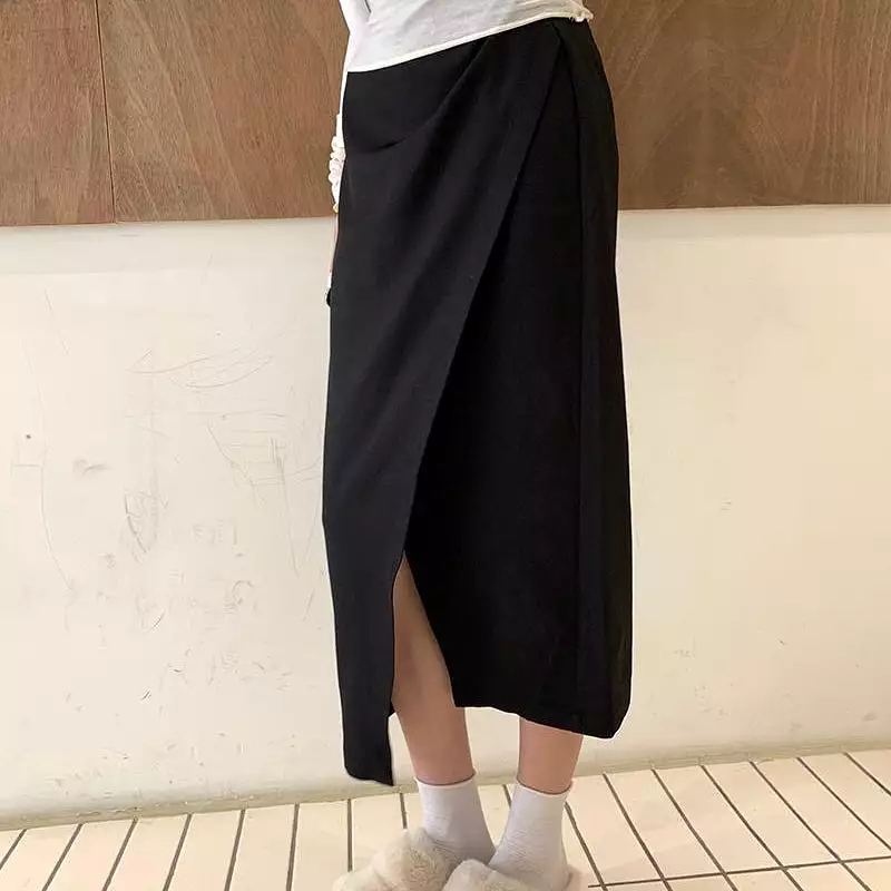 Black Slit Long Skirt