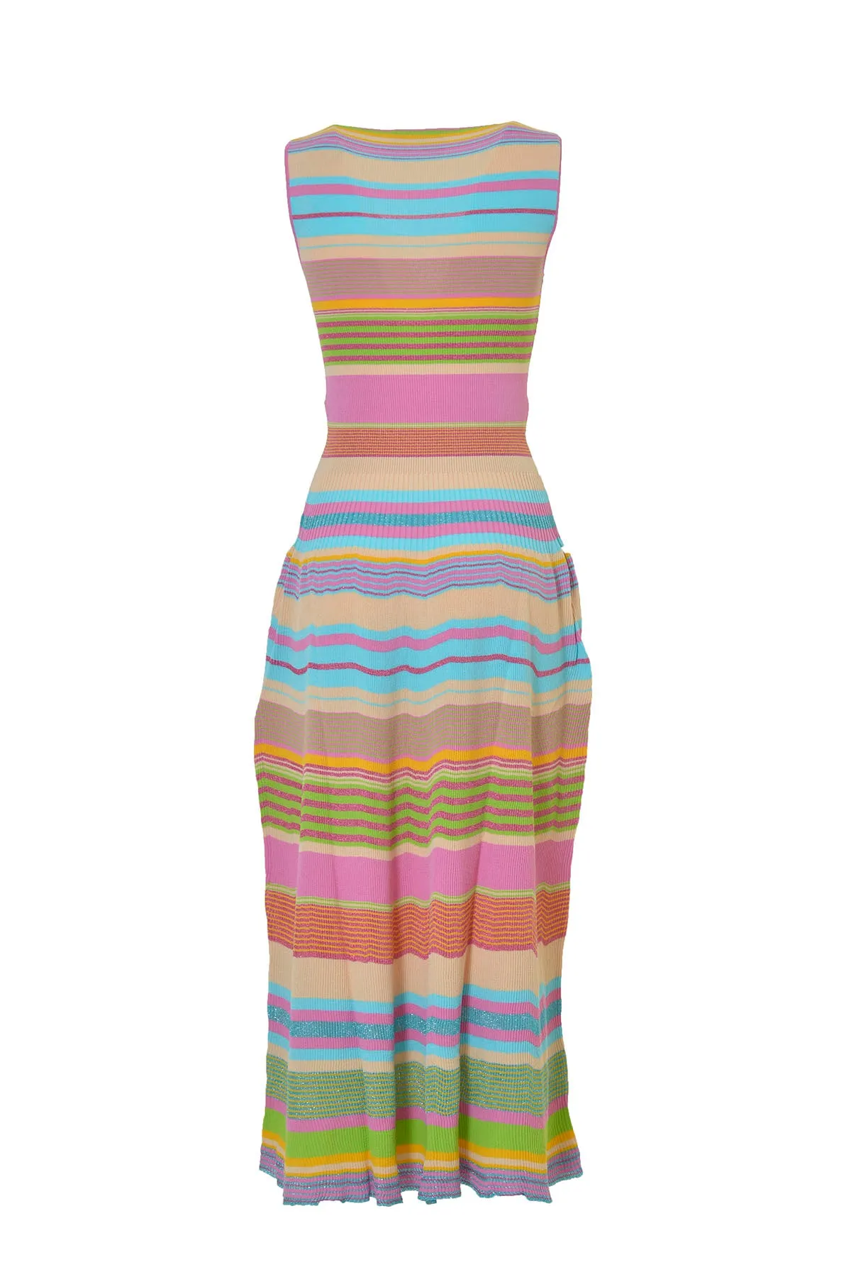 Boutique Moschino V-Neck Stripe Pattern Knitted Dress