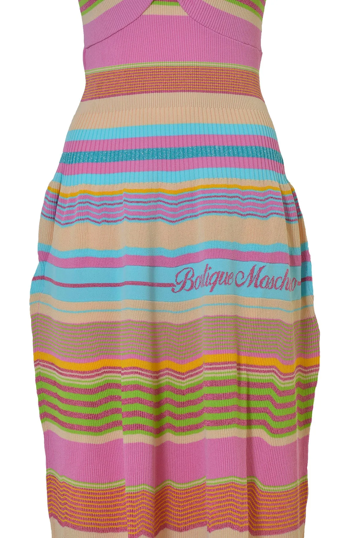 Boutique Moschino V-Neck Stripe Pattern Knitted Dress