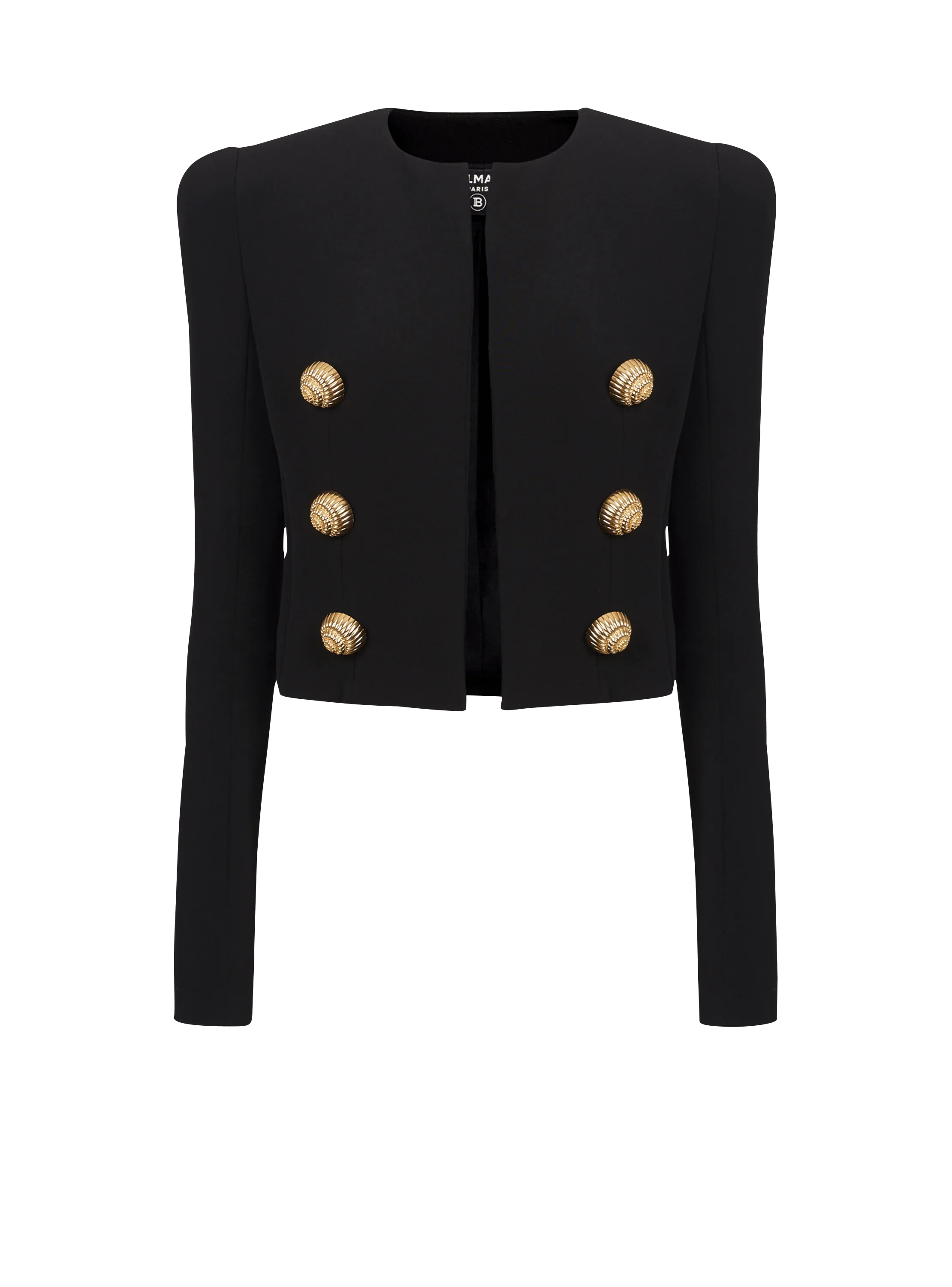 Buttoned cropped crepe jacket