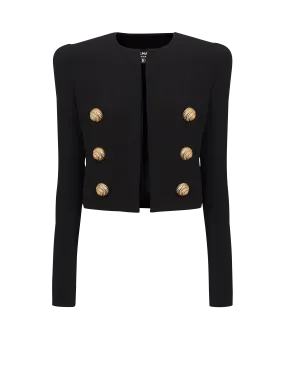 Buttoned cropped crepe jacket