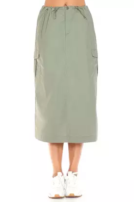 Cargo Skirt With Drawstring Midi Skirt