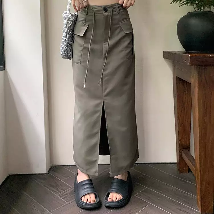 Cargo Split Long Skirt