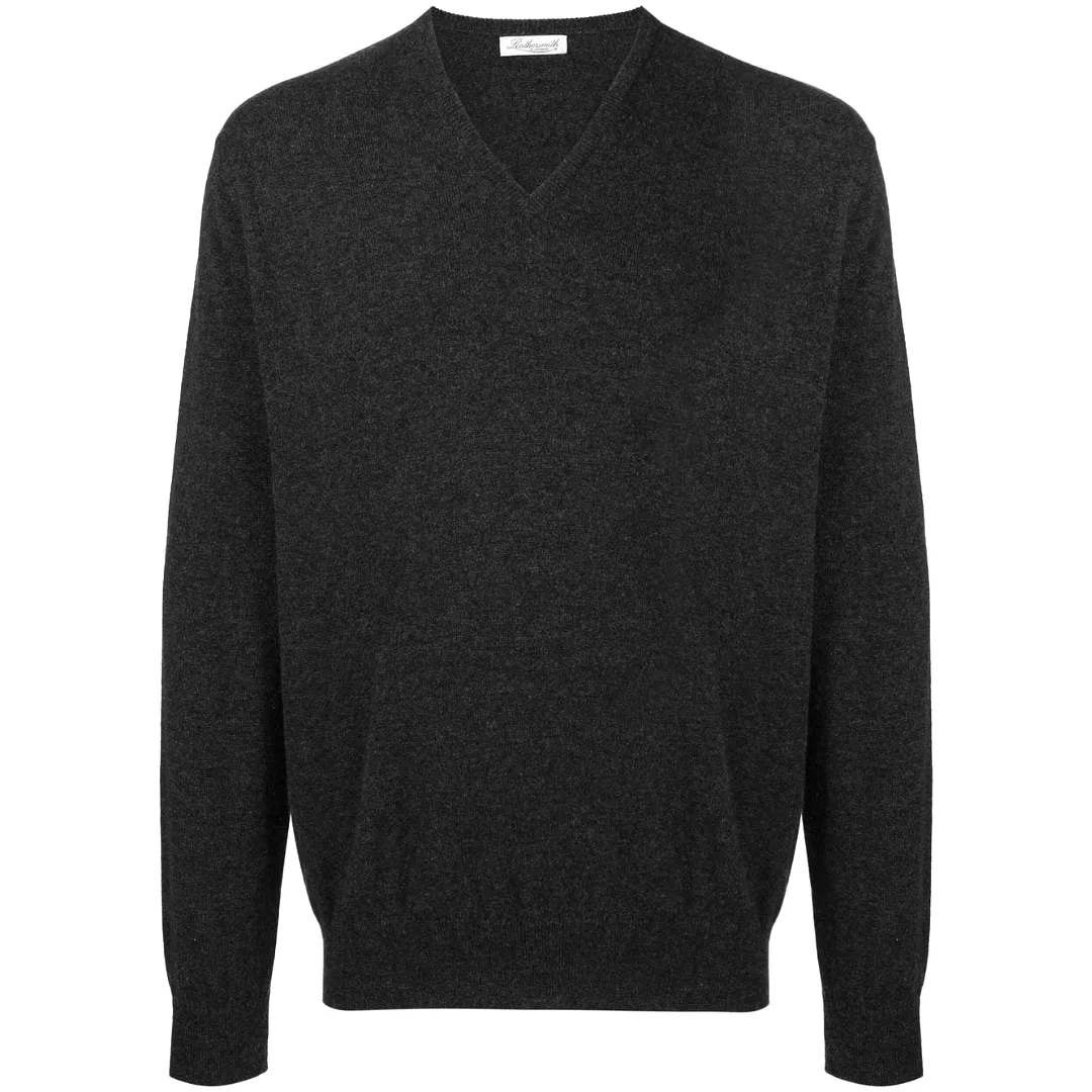 CASHMERE V NECK SWEATER GREY