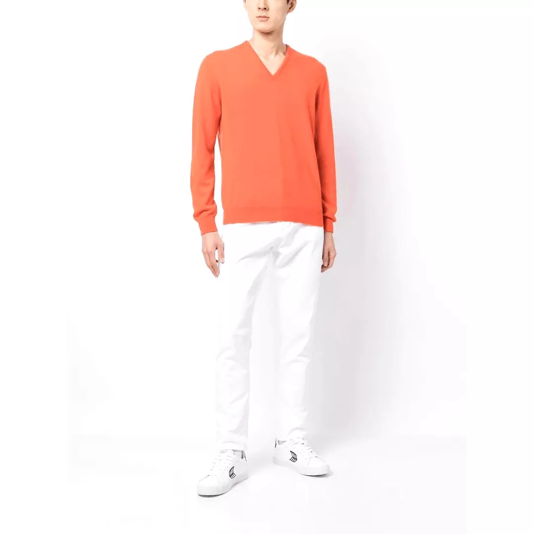 CASHMERE V-NECK SWEATER ORANGE