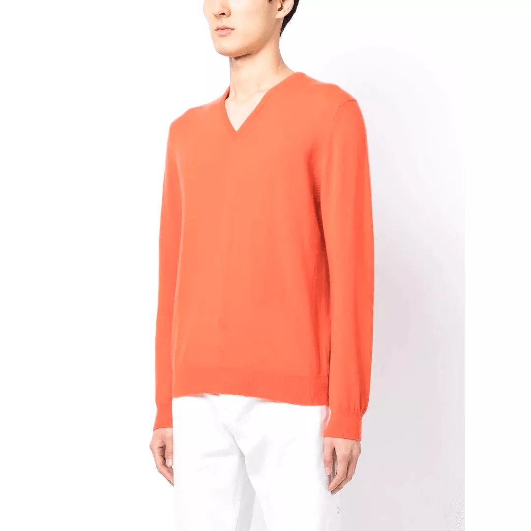 CASHMERE V-NECK SWEATER ORANGE