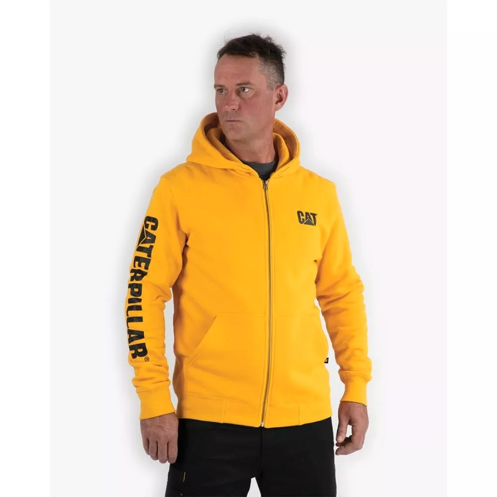 CAT Men's Full Zip Hooded Work Sweatshirt - Yellow W10840