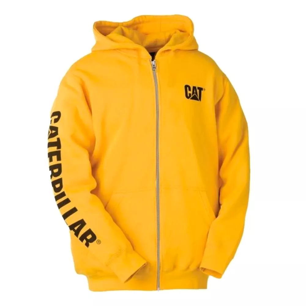 CAT Men's Full Zip Hooded Work Sweatshirt - Yellow W10840