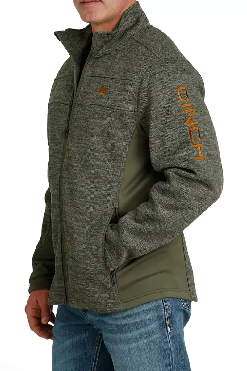 'Cinch' Men's Sweater Knit Full Zip - Olive