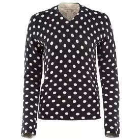 Comme Des Garons Navy and White Polkadot Sweater