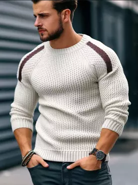 Contrast Casual Men Sweater Pullover