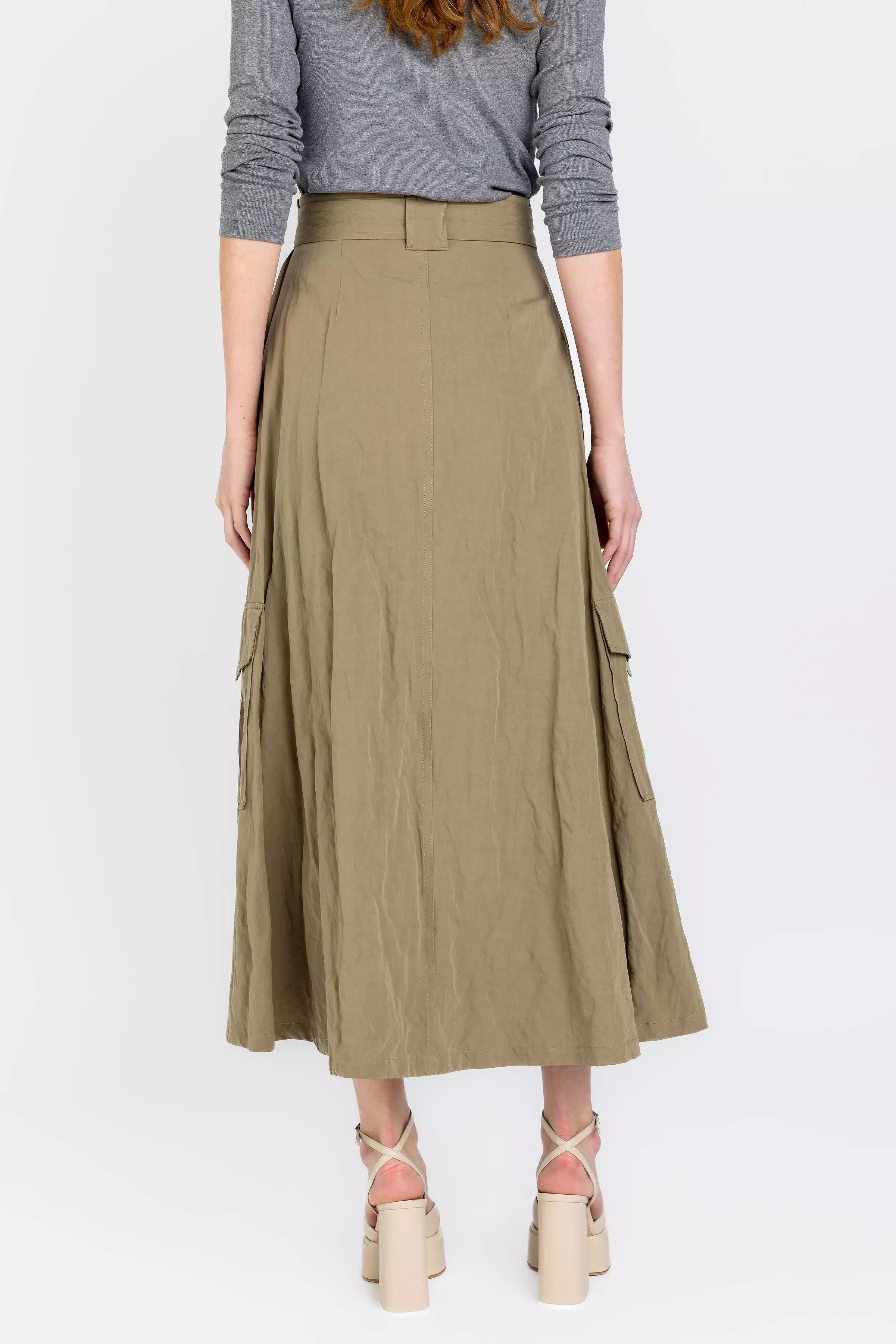 Cotton Cargo Skirt in Fango