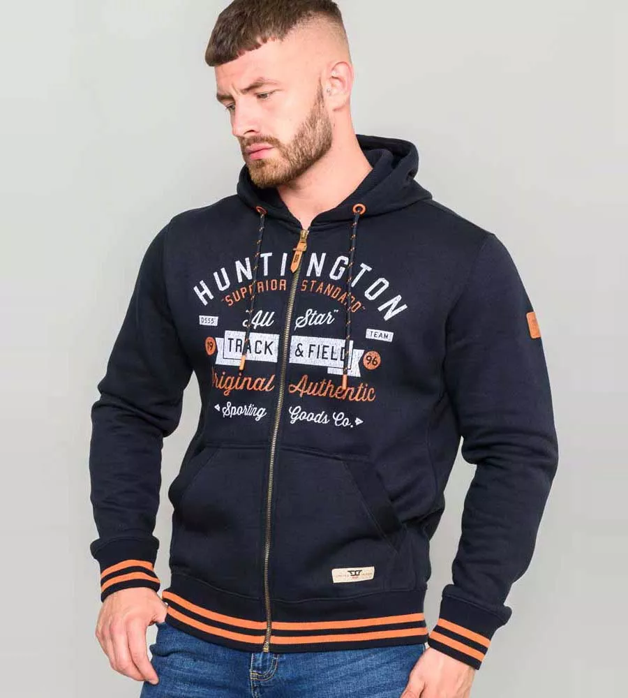 D555 Mens Full Zip Hoodie With Chest Print (FLANDERS)