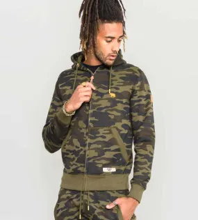 D555 Tall Mens Full Zip Hoodie With Camouflage Print (REGENT)