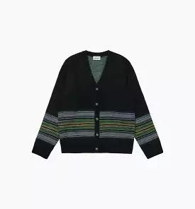 Dillon Stripe Cardigan Mens Sweater - Black