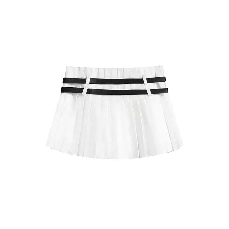 Double Belt Pleat Skirt