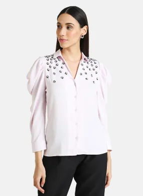 Embellished Puff Sleeve Shirt