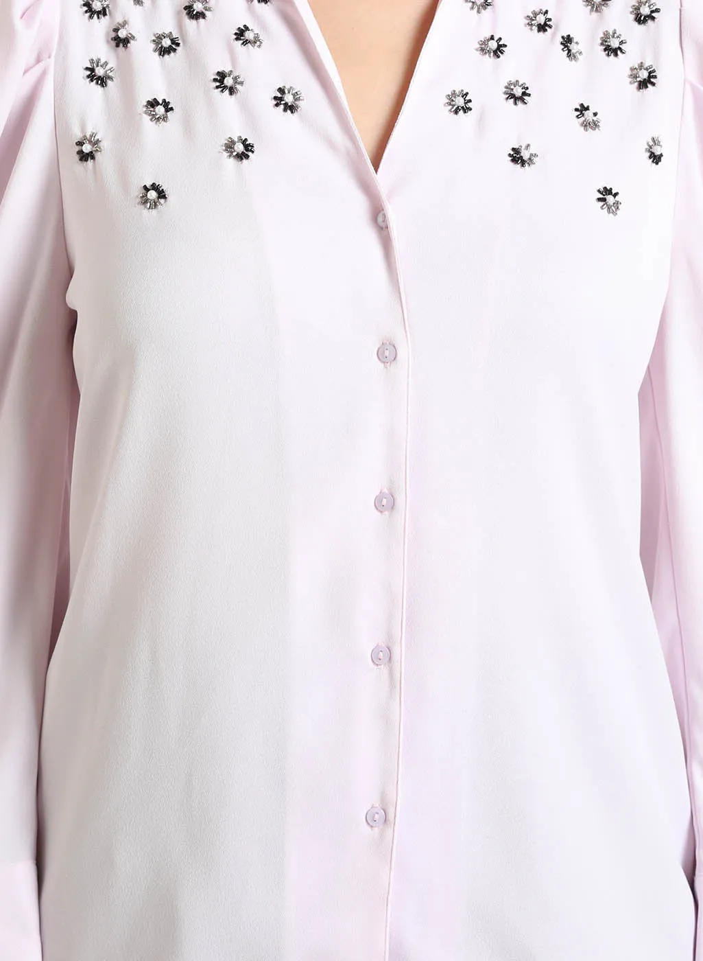 Embellished Puff Sleeve Shirt