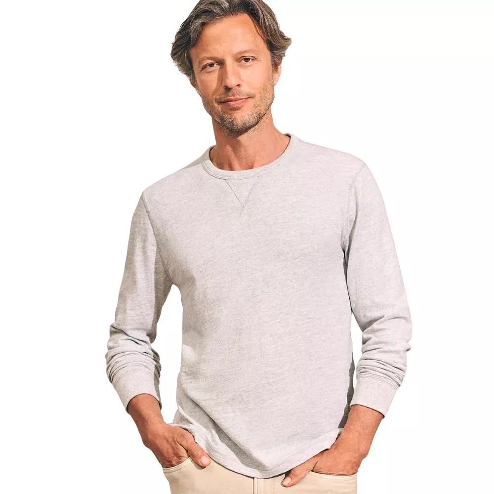 Faherty Men's Sunwashed Slub Crew Neck Sweater