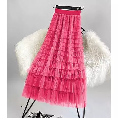 Feather High Waisted Tulle Skirt