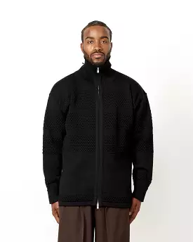 Fisherman Full Zip Sweater in Black Void