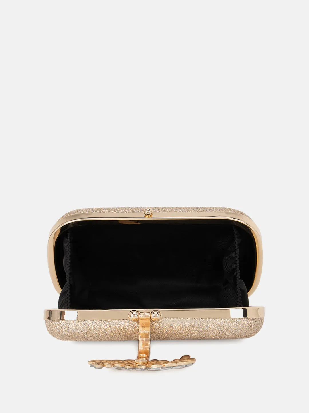 Floral Embellished Buckle Clutch