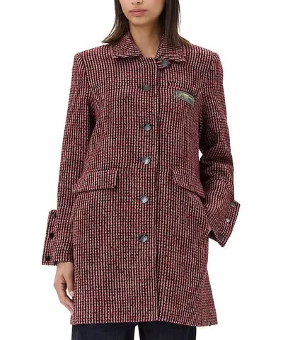 Ganni Woollen Check Midi Jacket