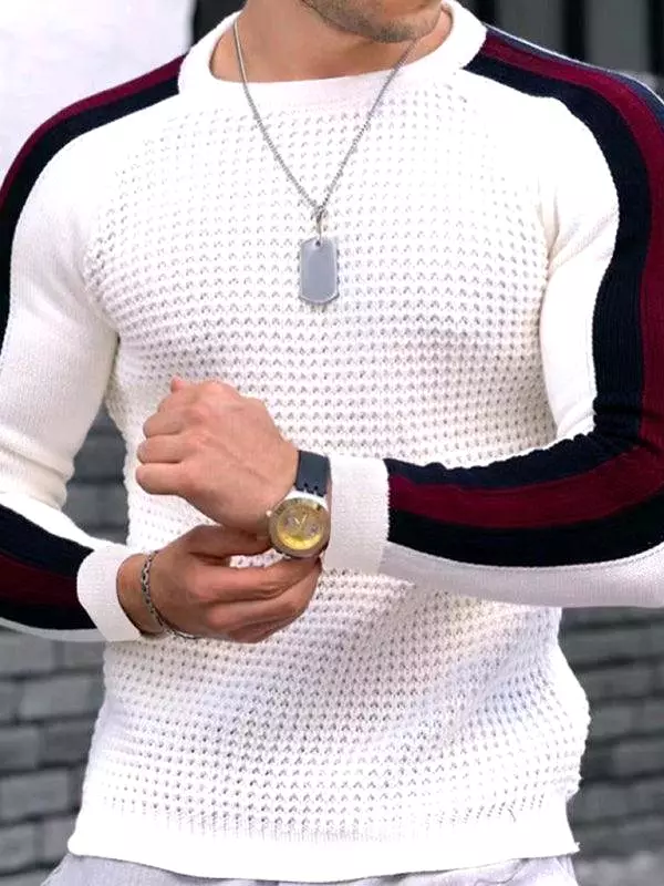 Geometric Round Neck Men Pullover Sweater