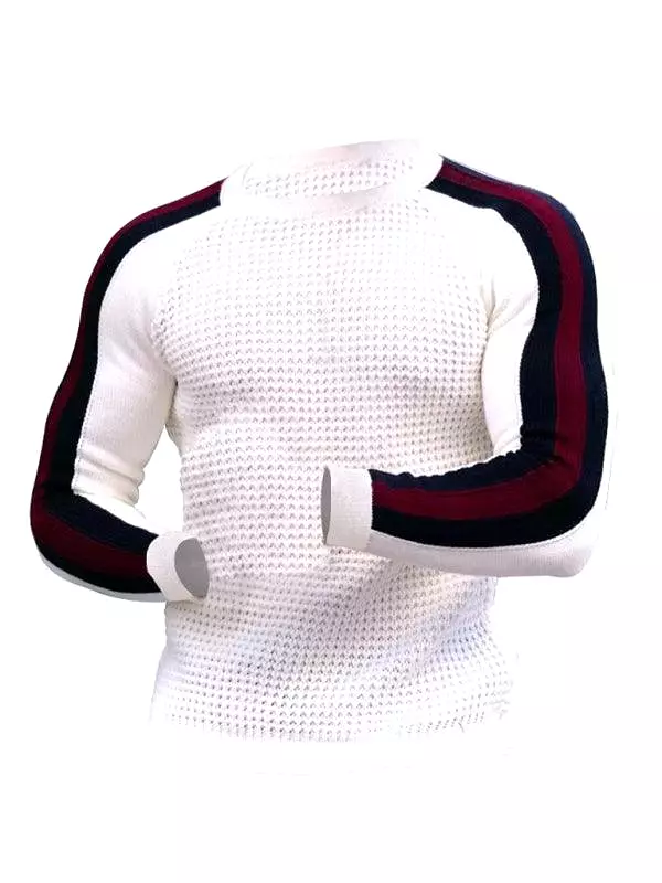 Geometric Round Neck Men Pullover Sweater