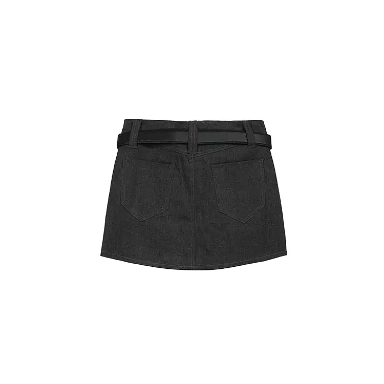 Grey Cargo Belt Skirt