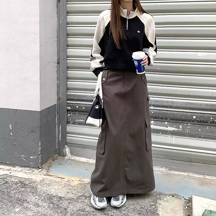 Grey Denim Long Skirt