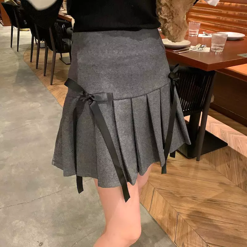 Grey Double Ribbon Skirt