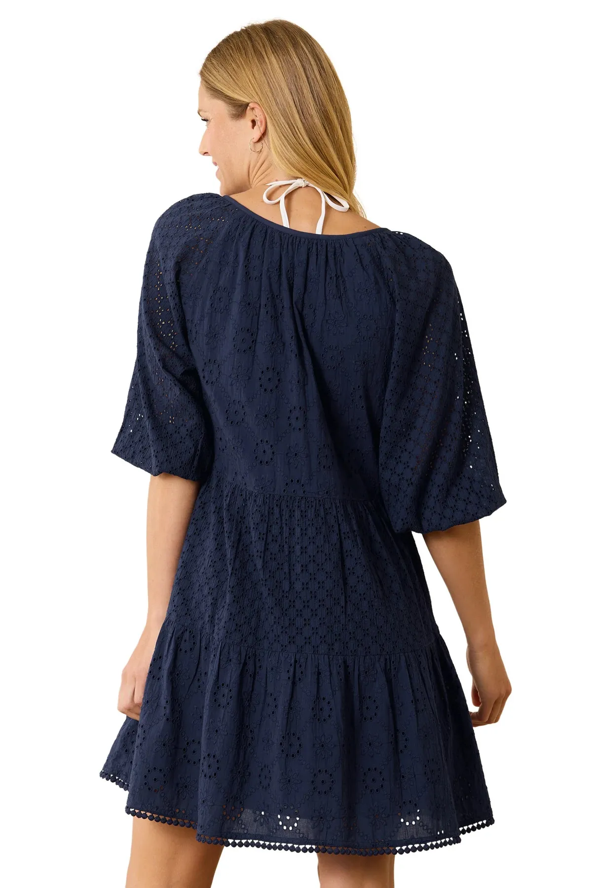 Harbour Eyelet Tiered Raglan Mini Dress