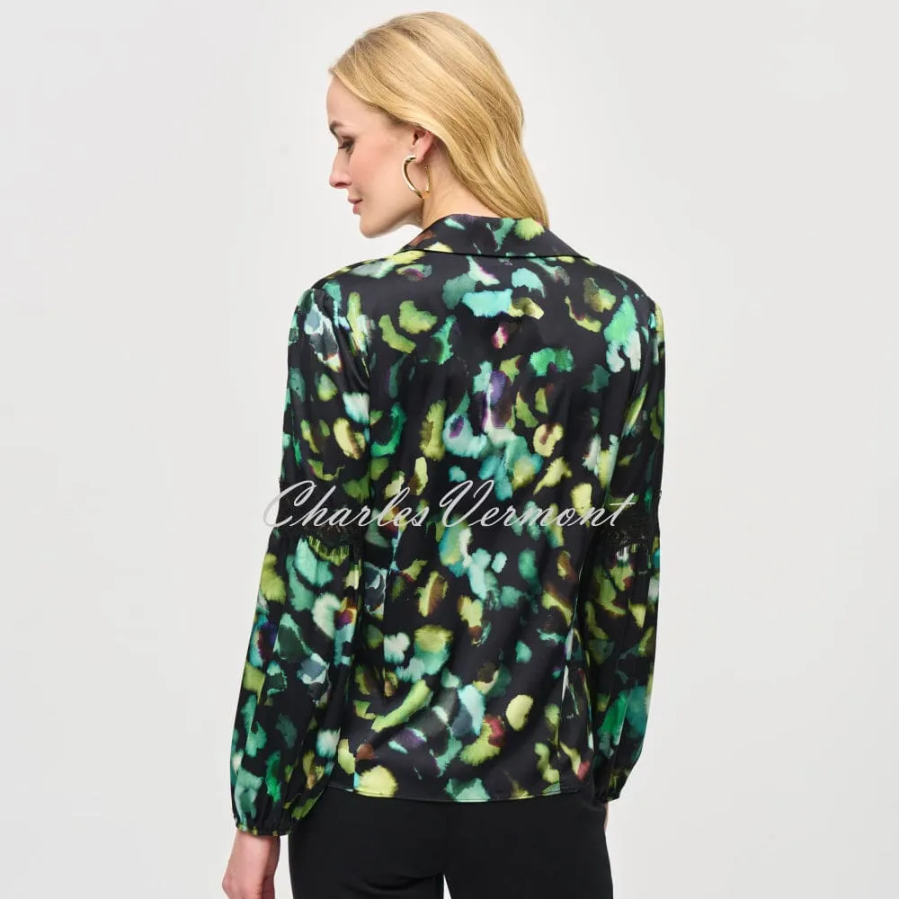 Joseph Ribkoff Abstract Print Blouse With Lace Sleeve Detail - Style 243205