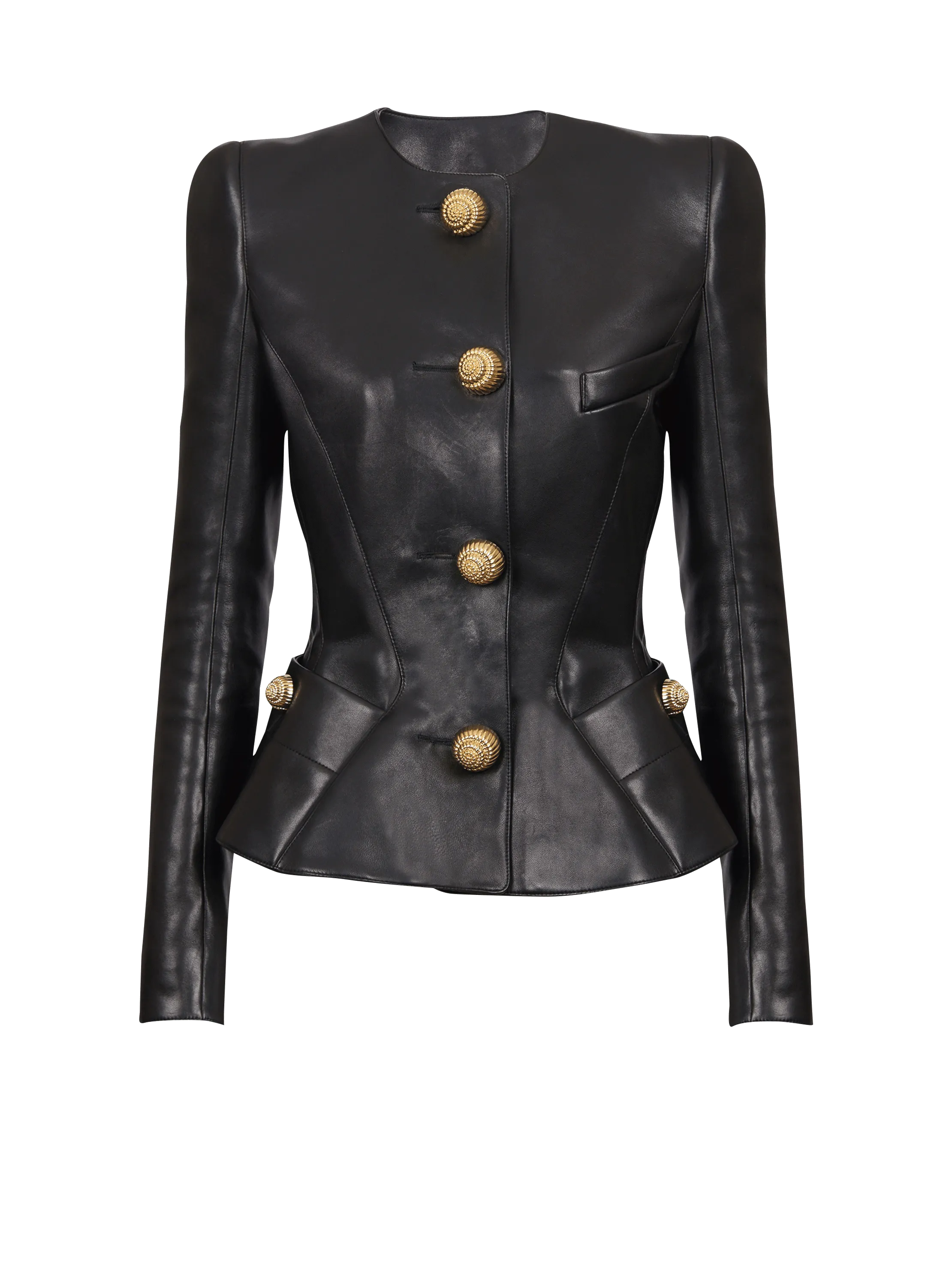 Lambskin leather peplum jacket