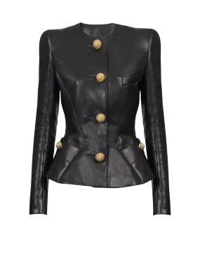 Lambskin leather peplum jacket