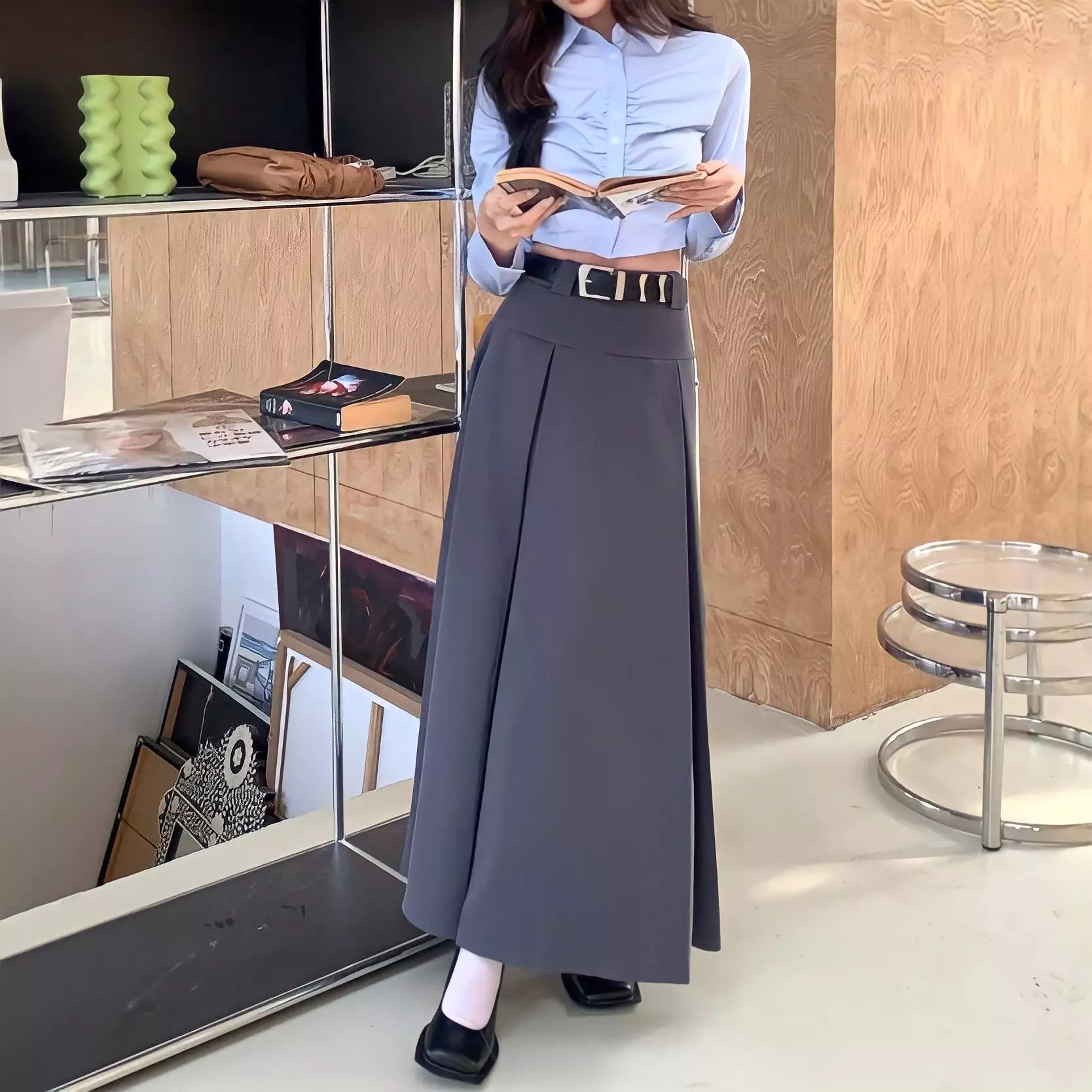 Long Pleated Skirt