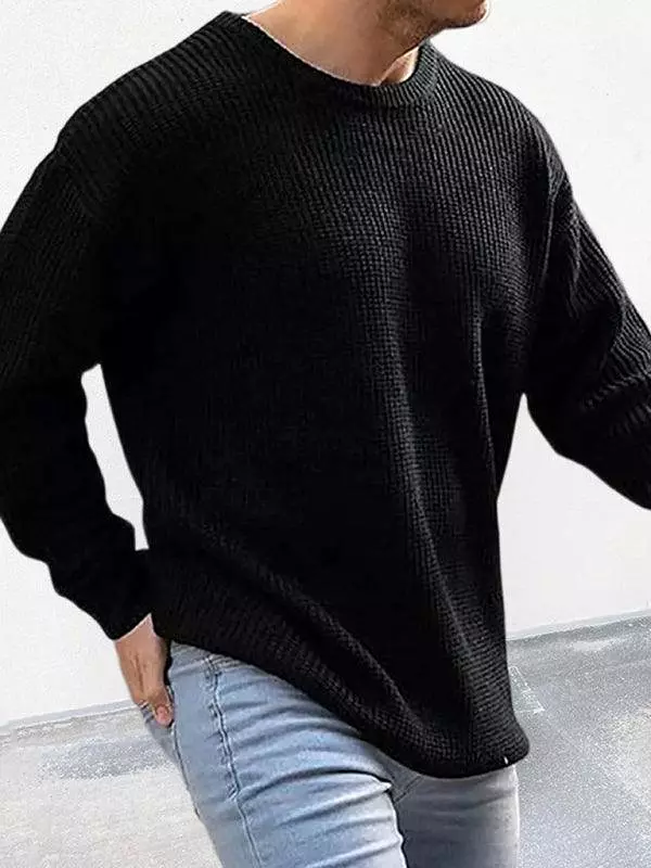 Loose Round Neck Men Pullover Sweater