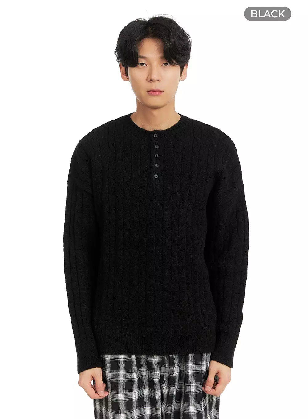 Men's Cable Knit Buttoned Sweater IA401