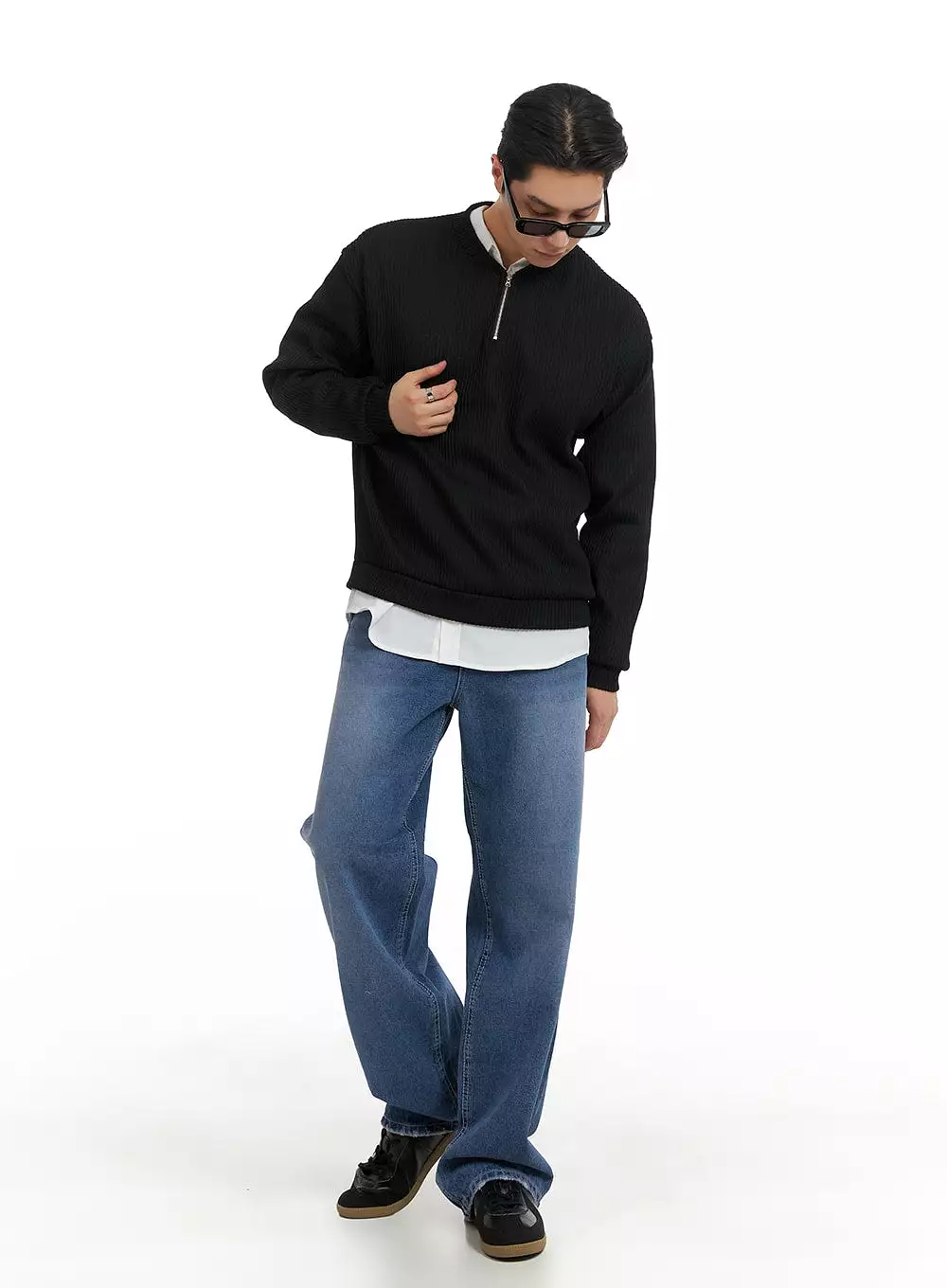 Men's Quarter Zip-Up Knit Sweater IA401