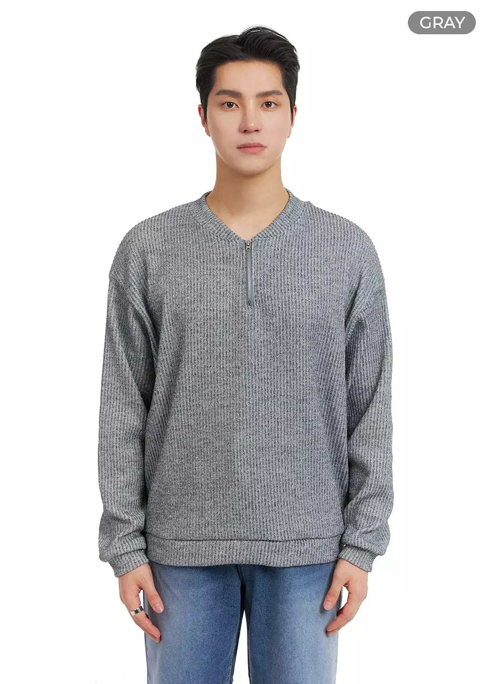 Men's Quarter Zip-Up Knit Sweater IA401