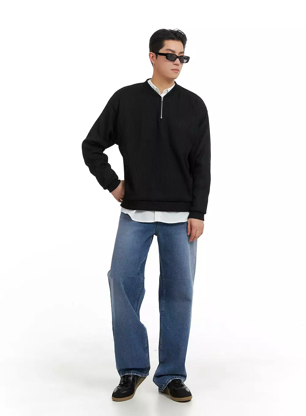 Men's Quarter Zip-Up Knit Sweater IA401