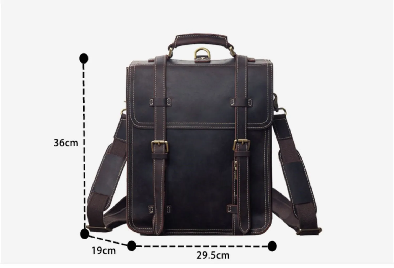 Men's Retro British Crazy HorseLeather Large Capacity Computer Backpack